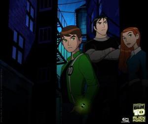 Ben, Gwen and Kevin, human protagonists of Ben 10 Alien Force puzzle
