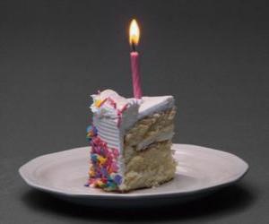 Birthday cake with lit candle puzzle