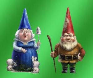 Blueberry Lady and Lord Gnomeo mother Redbrick father of Juliet and leaders of the two rival gardens puzzle