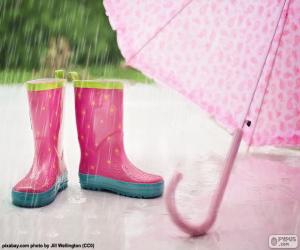 Boots and umbrella pink puzzle