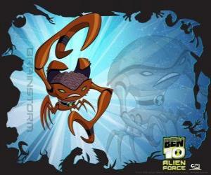 Brainstorm, a genius crustacean alien in Ben 10 Alien Force puzzle