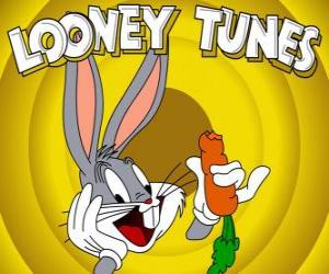 Bugs Bunny, the rabbit hero of the adventures of Looney Tunes puzzle