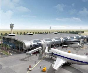 Building of an airport terminal with the aeroplanes puzzle