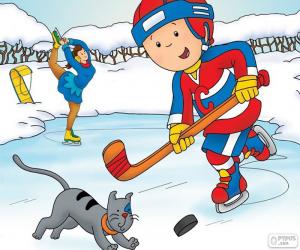 Caillou and Gilbert, hockey puzzle