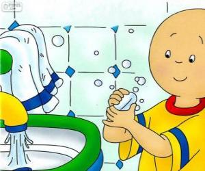 Caillou washes his hands puzzle