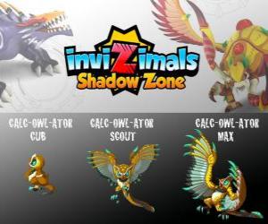 Calc-Owl-Ator Cub, Calc-Owl-Ator Scout, Calc-Owl-Ator Max. Invizimals Shadow Zone. The smartest Invizimals has even learned to count puzzle