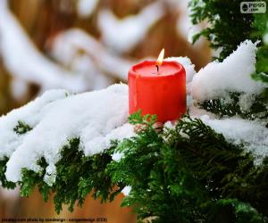 Candle red on a branch puzzle