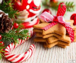 Candy cane and cookies for Christmas puzzle