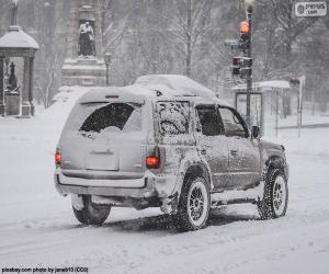 Car driving with snow puzzle