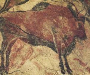 Cave painting representing a buffalo on the wall of a cave puzzle