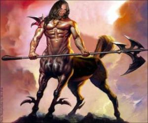 Centaur armed - Being with the torso and head human and a body of a horse puzzle