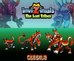 Cerberus, latest evolution. Invizimals The Lost Tribes. Fearsome and terrible three-headed dog puzzle