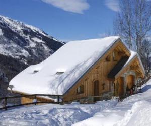 Chalet made of wood puzzle