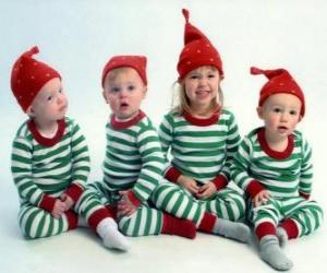 Children dressed up for Christmas puzzle