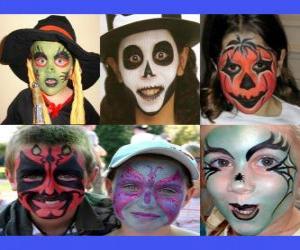 Children makeup for Halloween puzzle