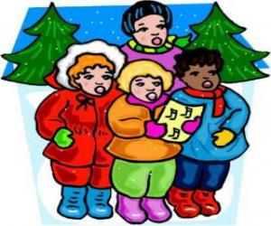 Children singing Christmas carols in the street puzzle
