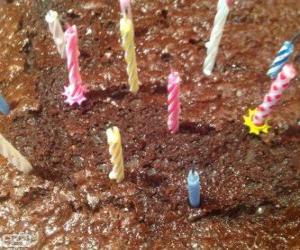 Chocolate cake with candles puzzle
