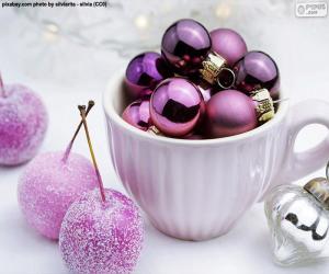 Christmas balls in a cup puzzle