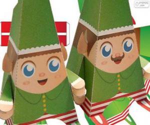 Christmas elves of paper puzzle