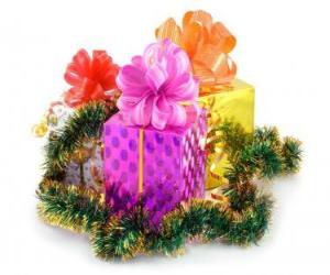 Christmas gifts in different boxes with ribbons puzzle