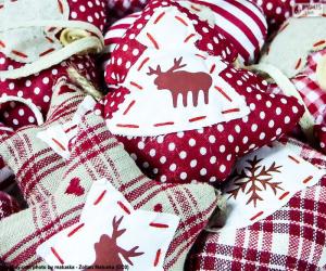 Christmas ornaments, fabric puzzle