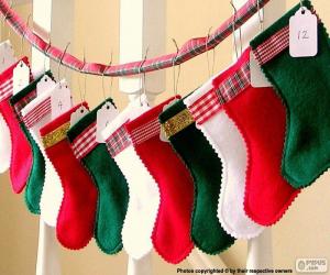 Christmas socks in various colors puzzle