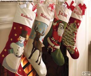 Christmas socks with decoration puzzle