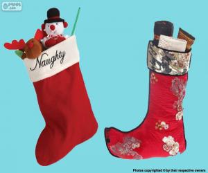 Christmas stockings with gifts inside puzzle