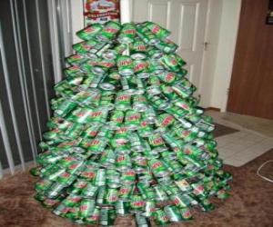 Christmas tree made from soda cans puzzle