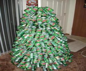 Christmas tree made from soda cans puzzle