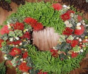 Christmas wreath made of plant elements puzzle