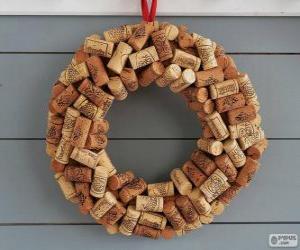 Christmas wreath made with corks puzzle