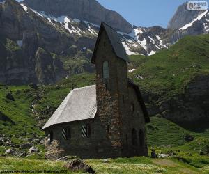 Church of high mountain, Switzerland puzzle
