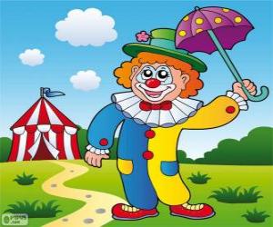 Clown with umbrella puzzle