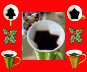 coffee mugs, Christmas shapes puzzle