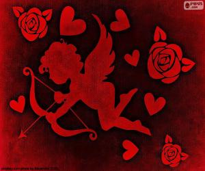 Cupid, hearts and roses puzzle