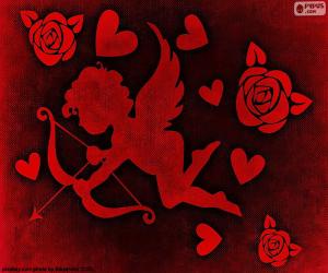 Cupid, hearts and roses puzzle