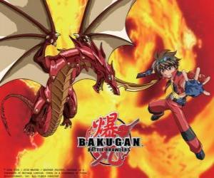 Dan Kuso and his Bakugan Pyrus Drago guardian puzzle