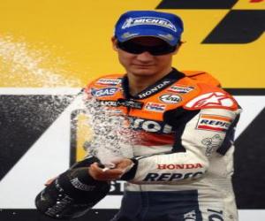 Dani Pedrosa in the podium puzzle