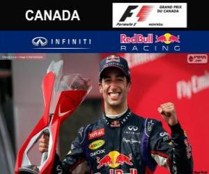 Daniel Ricciardo celebrates his victory in the Grand Prix of Canada 2014 puzzle