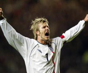 David Beckham celebrating a goal puzzle