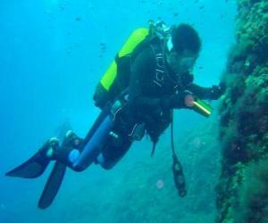 Diving - Diving in the seabed with equipment puzzle