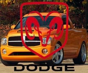 Dodge logo, American automobile brand puzzle