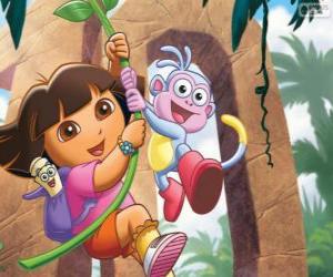 Dora and Boots in one of his adventures puzzle