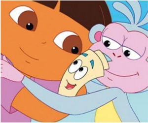 Dora and Boots the monkey hugging Map puzzle