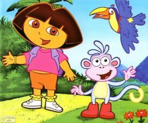 Dora the Explorer and her monkey friend Boots puzzle