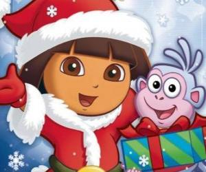 Dora the explorer wishes you happy holidays Christmas puzzle