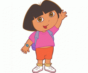 Dora the Explorer, with a pink shirt puzzle