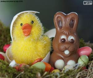 Easter Chick and rabbit puzzle