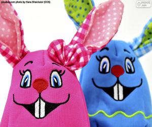 Easter rabbits of cloth puzzle